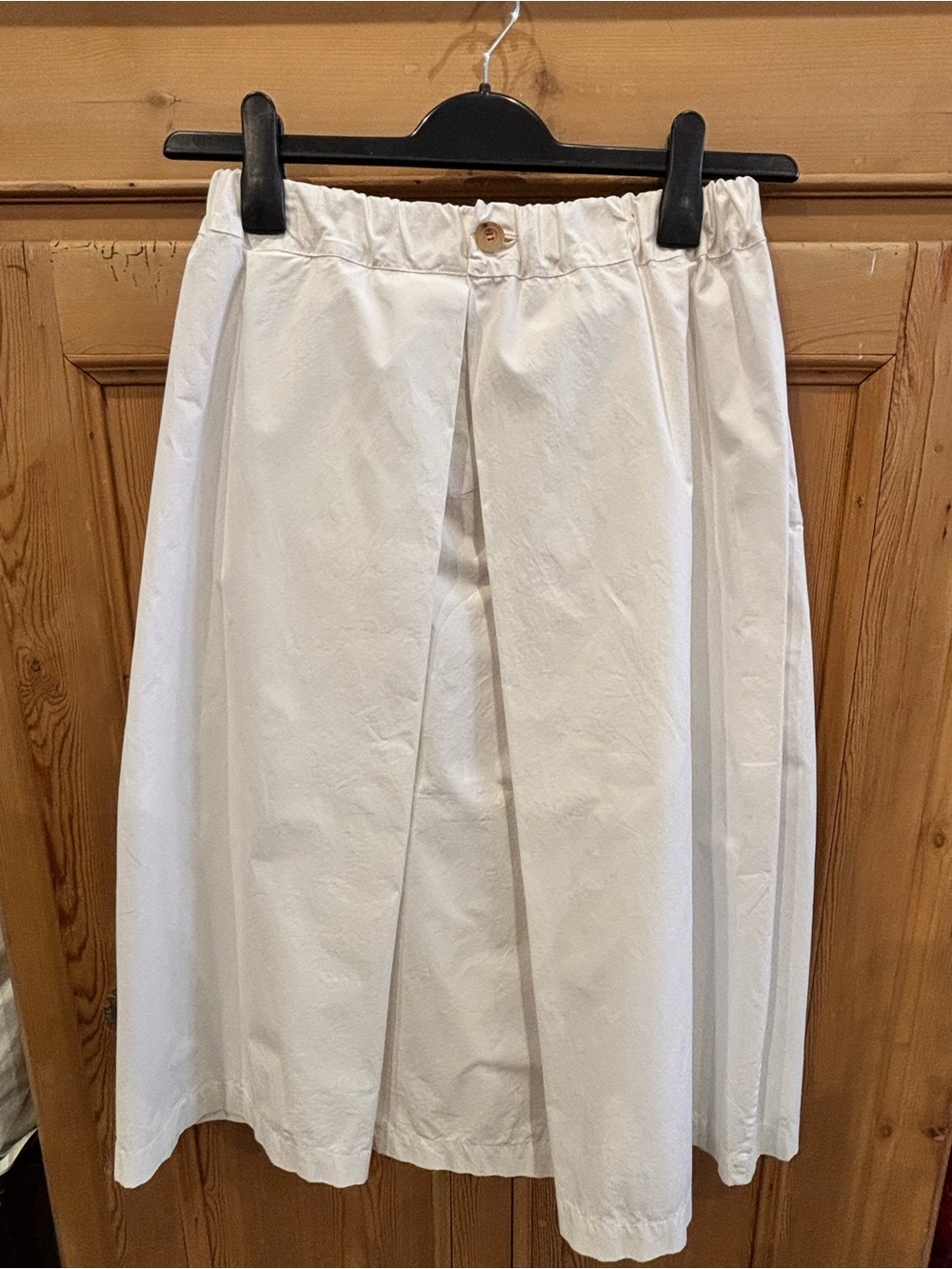 Classic White Midi Skirt with Center Front Pleat